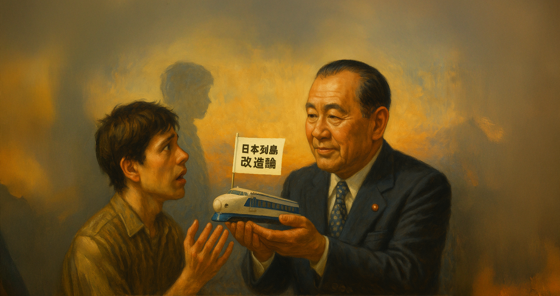 イラストbyGPT：困っている若者に知恵を与える田中角栄